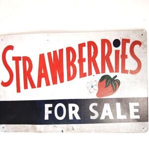 Strawberries For Sale Tin Sign 12×8 Vintage Farm Fresh Produce Metal Decor
